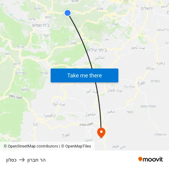 כסלון to הר חברון map