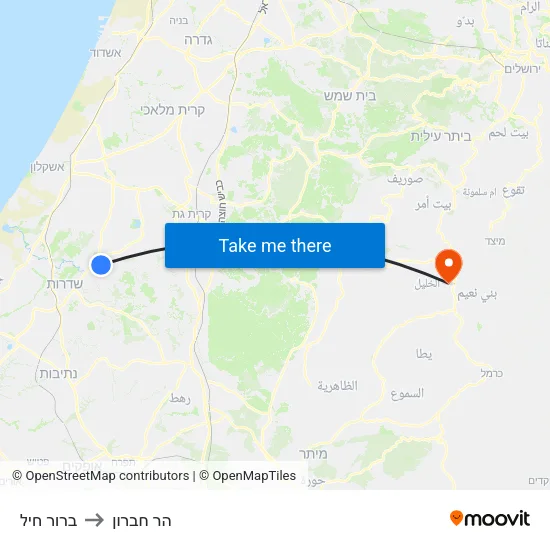 ברור חיל to הר חברון map
