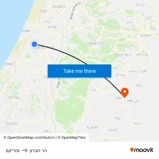 עזריקם to הר חברון map