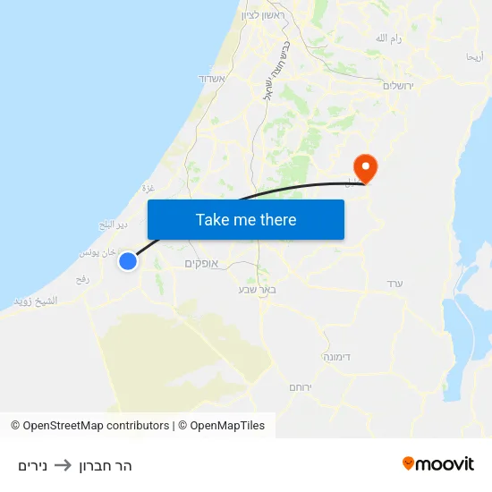 נירים to הר חברון map