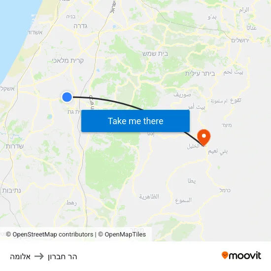 אלומה to הר חברון map