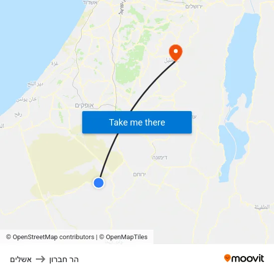 אשלים to הר חברון map