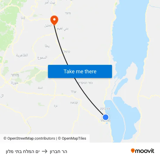 ים המלח בתי מלון to הר חברון map