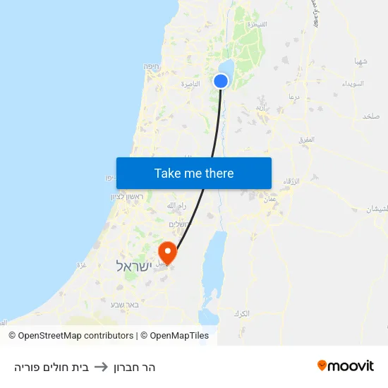 בית חולים פוריה to הר חברון map