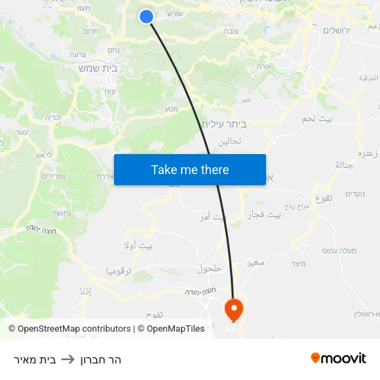 בית מאיר to הר חברון map
