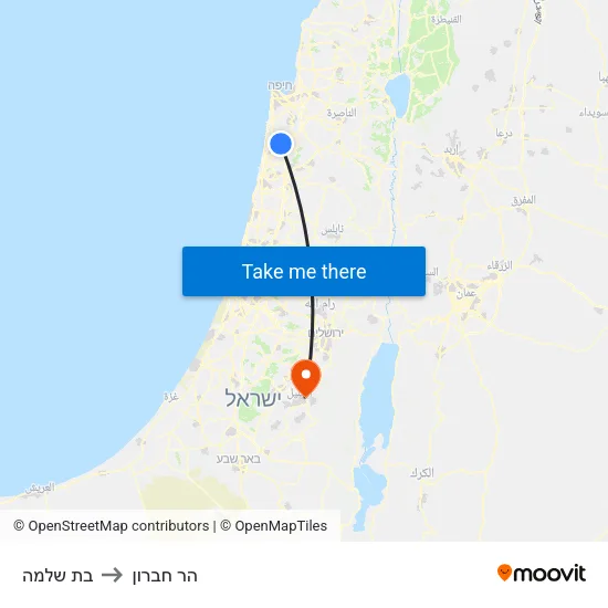 בת שלמה to הר חברון map
