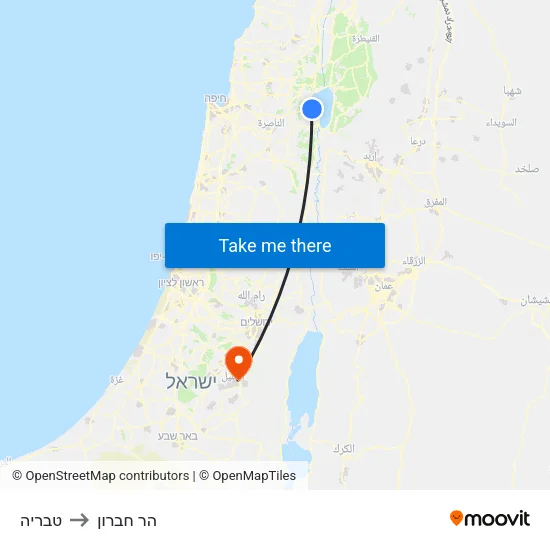 טבריה to הר חברון map