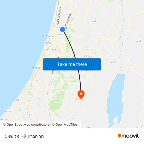 אלישמע to הר חברון map