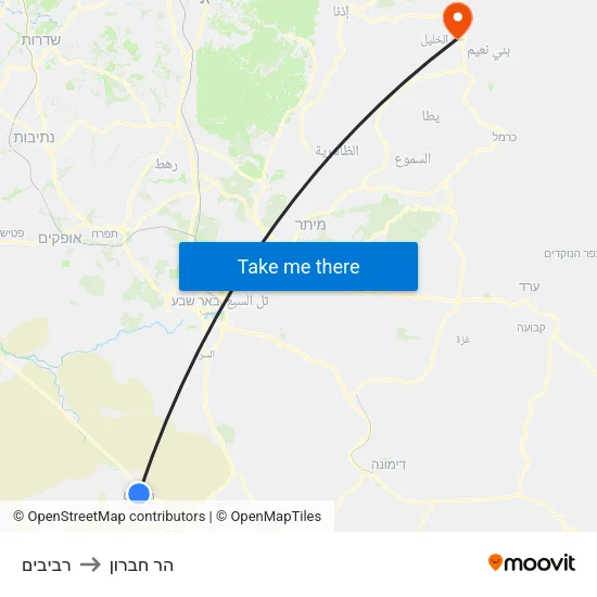 רביבים to הר חברון map
