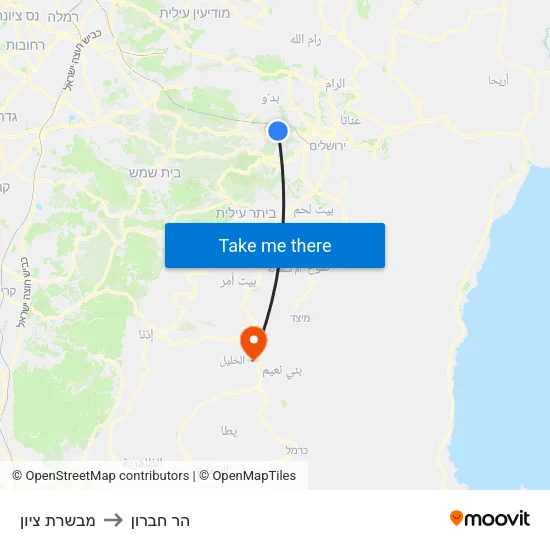 מבשרת ציון to הר חברון map