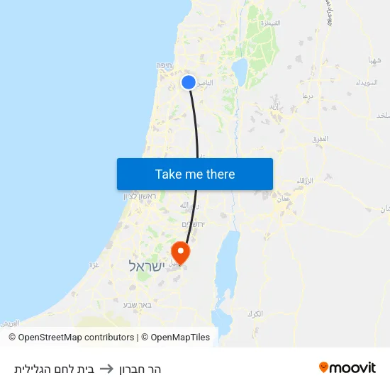 בית לחם הגלילית to הר חברון map