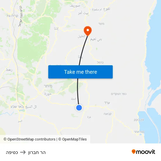 כסיפה to הר חברון map