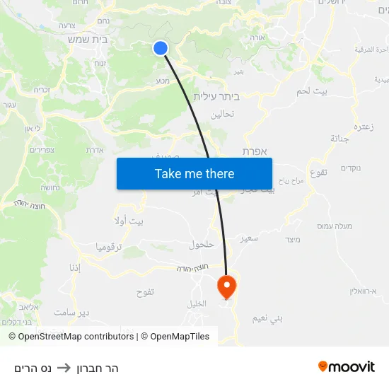 נס הרים to הר חברון map