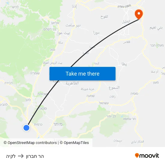 לקיה to הר חברון map