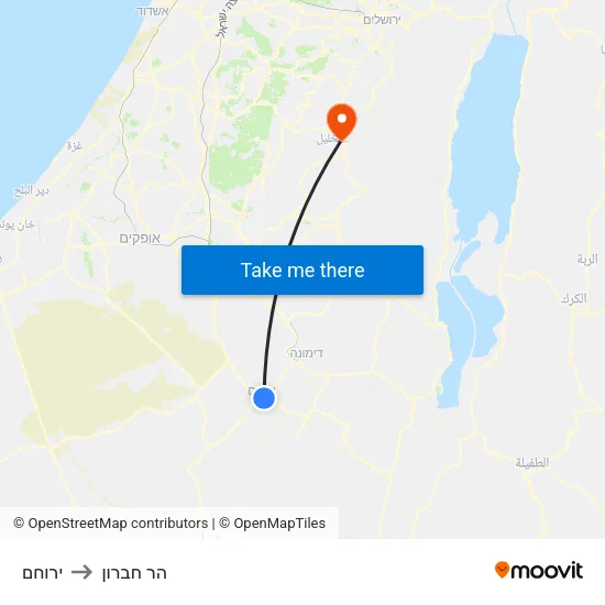 ירוחם to הר חברון map