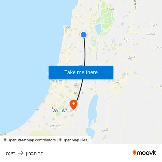 ריינה to הר חברון map
