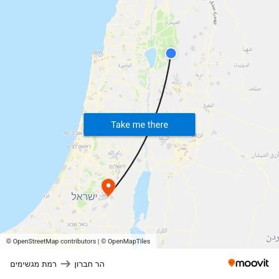 רמת מגשימים to הר חברון map