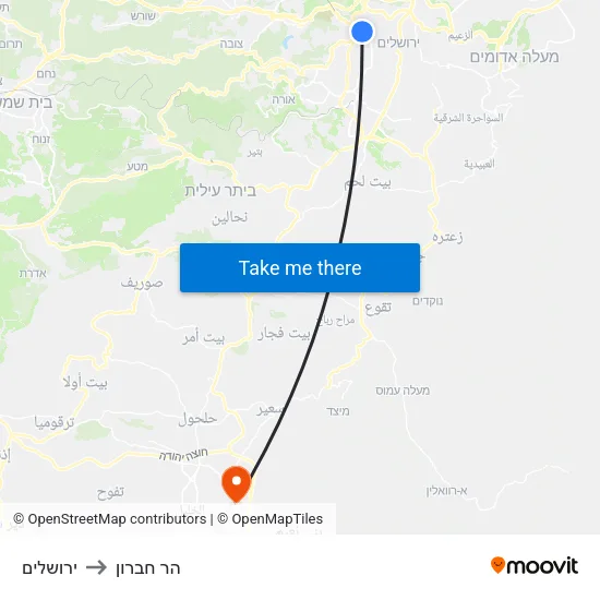 ירושלים to הר חברון map