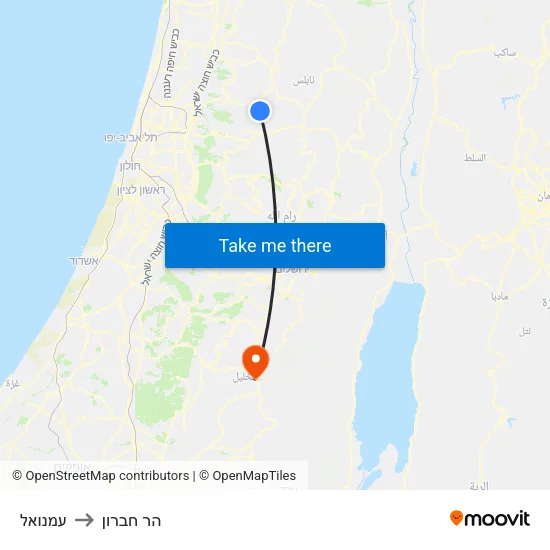 עמנואל to הר חברון map