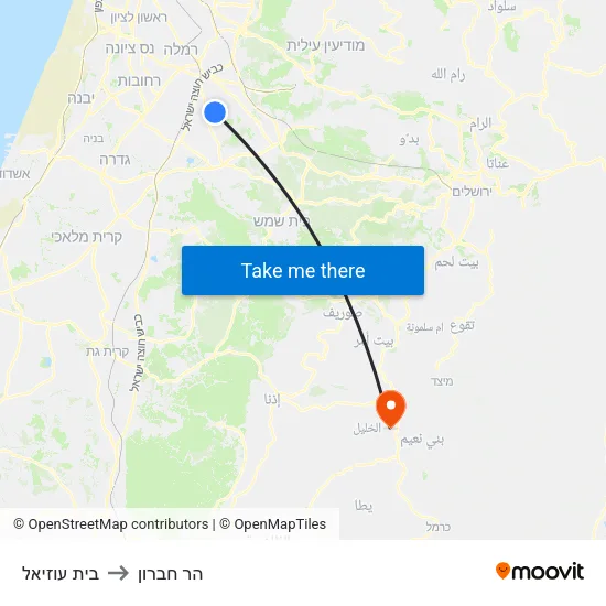בית עוזיאל to הר חברון map