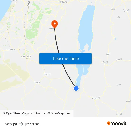 עין תמר to הר חברון map