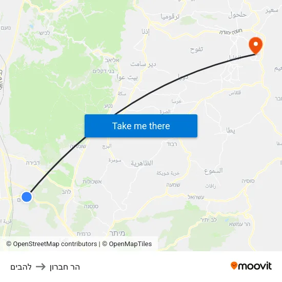 להבים to הר חברון map