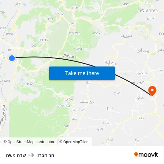 שדה משה to הר חברון map
