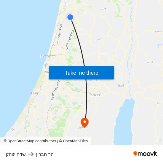 שדה יצחק to הר חברון map