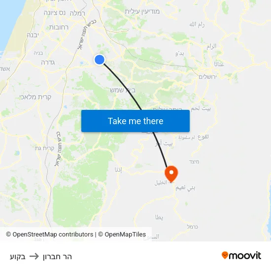 בקוע to הר חברון map
