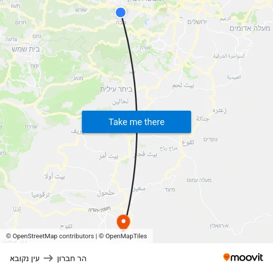 עין נקובא to הר חברון map