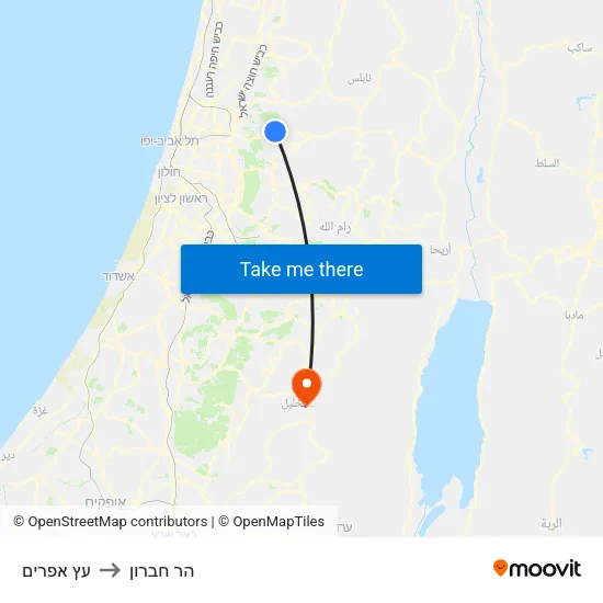 עץ אפרים to הר חברון map