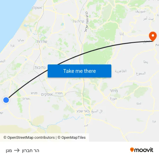 מגן to הר חברון map