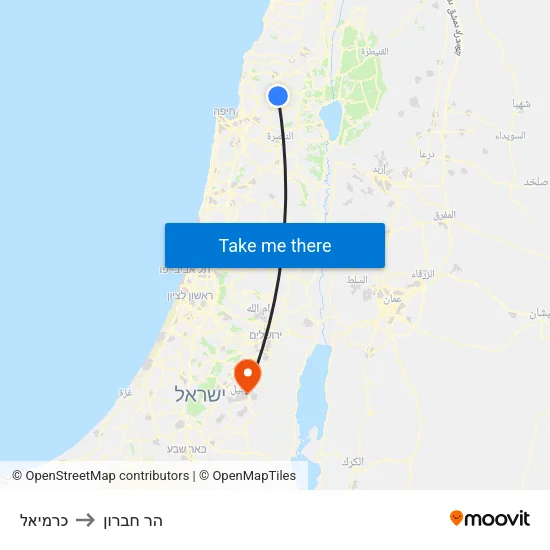 כרמיאל to הר חברון map