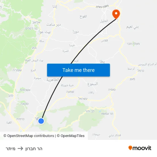 מיתר to הר חברון map