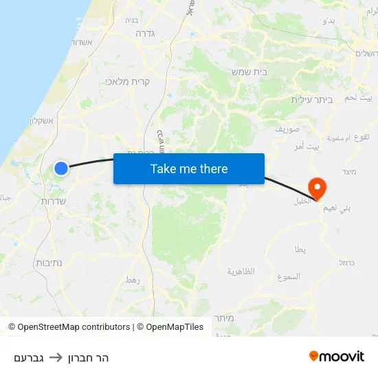 גברעם to הר חברון map