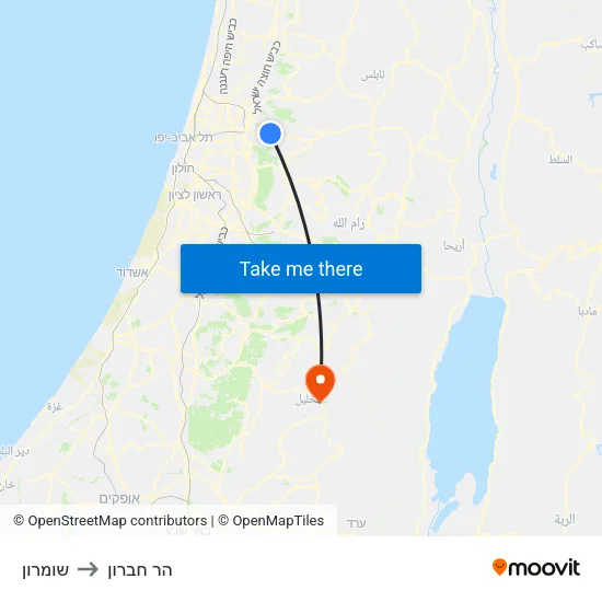 שומרון to הר חברון map