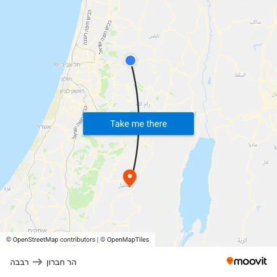 רבבה to הר חברון map