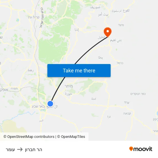 עומר to הר חברון map