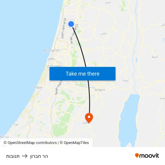 תנובות to הר חברון map