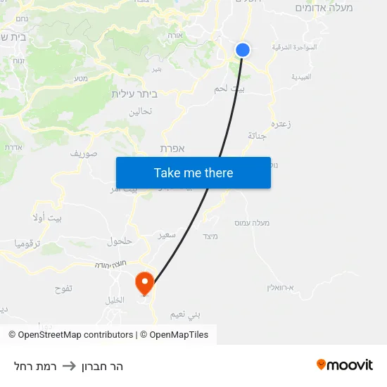 רמת רחל to הר חברון map