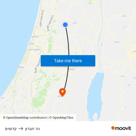 קדומים to הר חברון map
