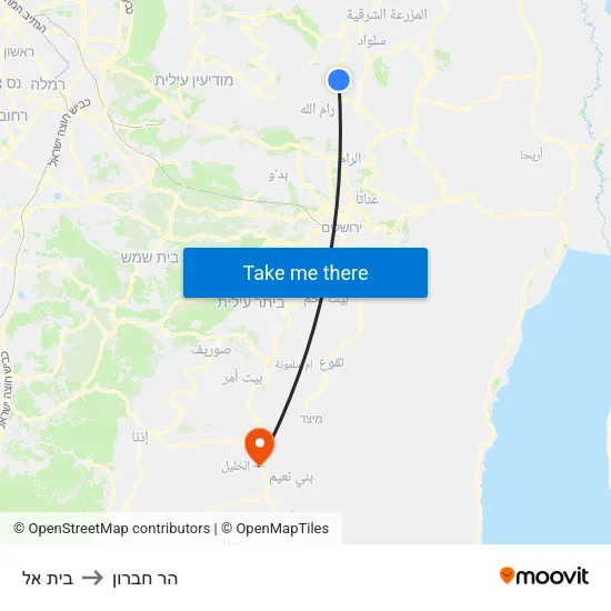 בית אל to הר חברון map