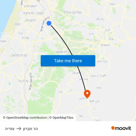 עזריה to הר חברון map