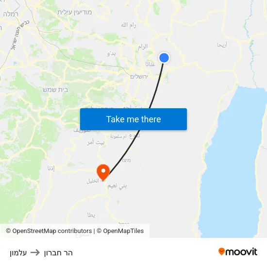 עלמון to הר חברון map