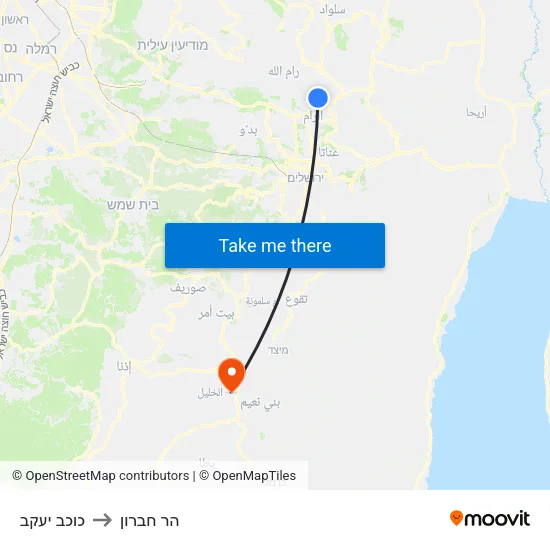 כוכב יעקב to הר חברון map