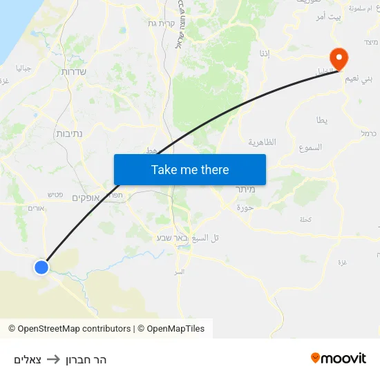 צאלים to הר חברון map
