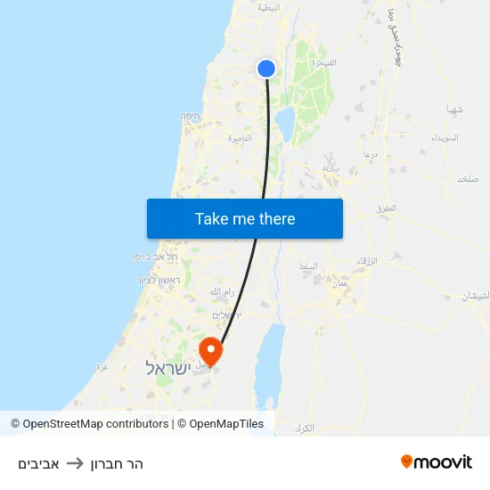 אביבים to הר חברון map