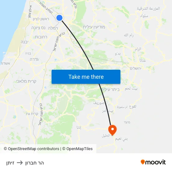 זיתן to הר חברון map