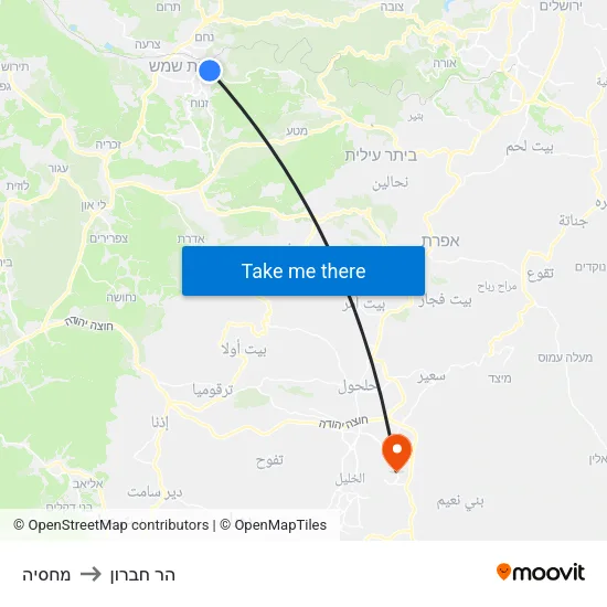 מחסיה to הר חברון map