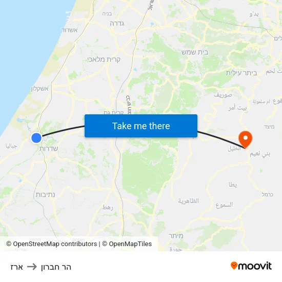 ארז to הר חברון map